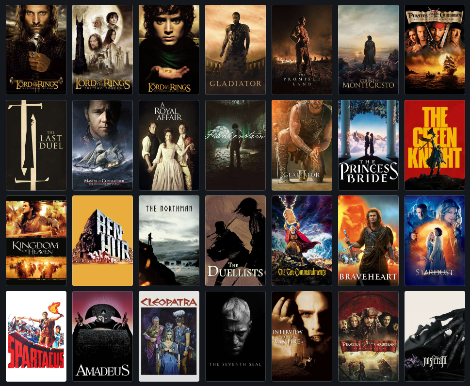 Top 30 Best Historic Epics, Period Fantasy, and Period Drama Films Ever Made