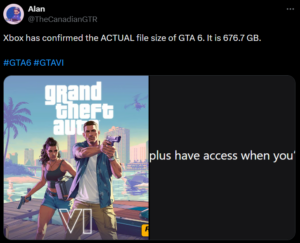 Fake Post GTA 6 600GB Plus File Size Goes Viral As Fans Go Bonkers!